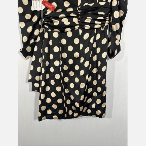 NEW IEENA Mac Duggal [ 0‎ ] Polka Dot Puff Sleeve Soft Tie Tuxedo Dress Black - Picture 16 of 16